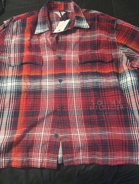 Tommy Hilfiger Red, Navy and White Plaid Button-Down Shirt